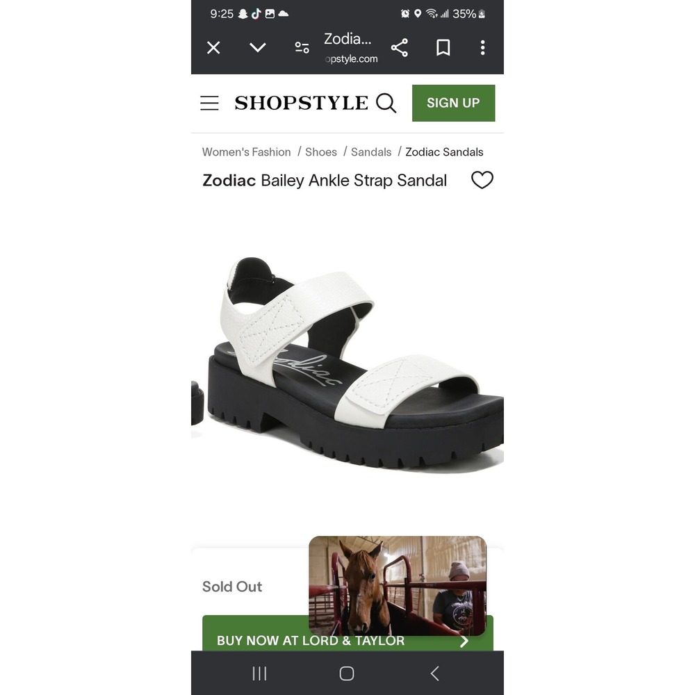 Zodiac Bailey Ankle Strap White Leather Sandals 7.5 - Picture 3 of 8